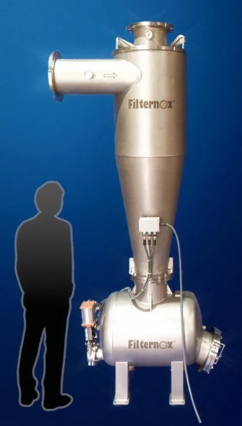 Tamamen dubleks paslanmaz çelikten yapılmış hidrosiklonun görünümü